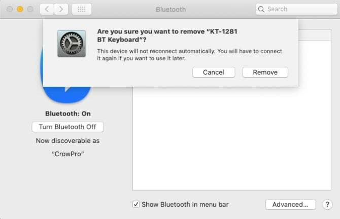 Премахване и добавяне на Bluetooth устройства на macOS