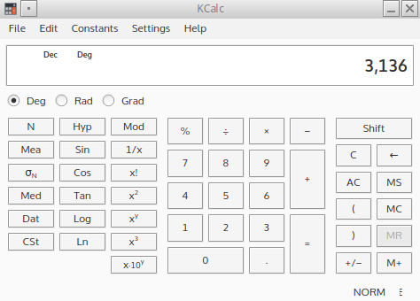 Linux-печеливша математика-kcalc