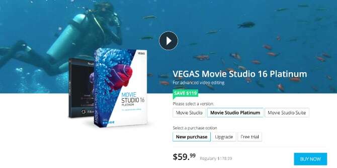 Опции за ценообразуване на VEGAS Movie Studio