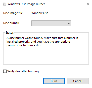 Windows Native Iso Burner