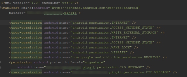 Android Ви код Разрешения