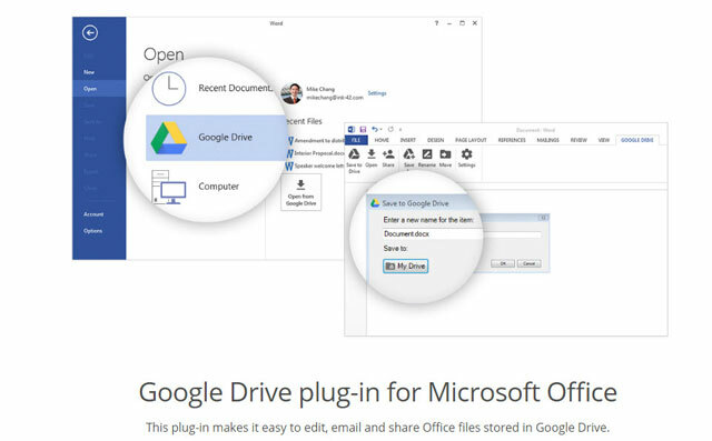 Плъгин за Google Drive за Office 2016