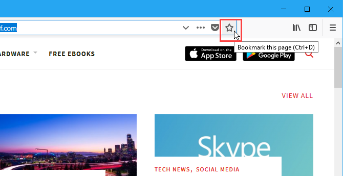Маркирайте звездата на тази страница в адресната лента в Firefox