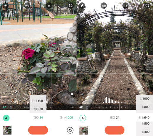 Ръчни екрани за снимка на приложение за фотоапарат