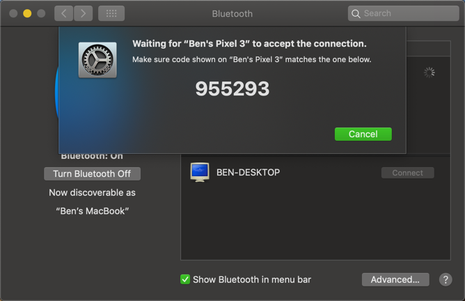 Mac Bluetooth код за сдвояване