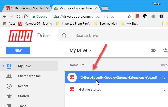 PDF файлът е запазен в профила в Google Drive
