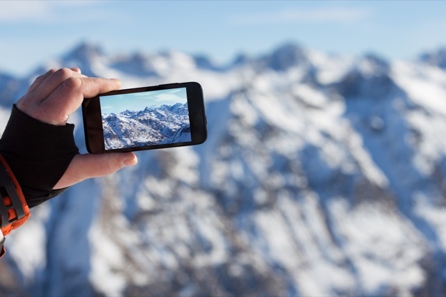 Снимки на планините, направени със смартфон