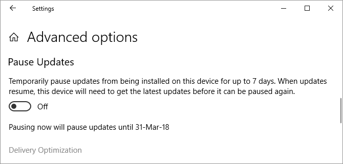 Windows 10 пауза актуализира до 7 дни
