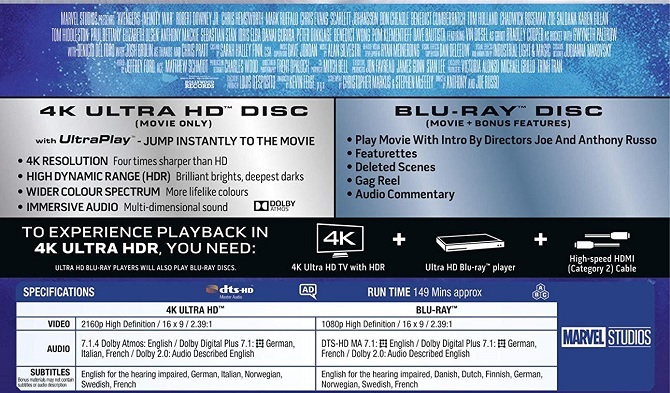 Marvel дискове Avengers UltraHD HD