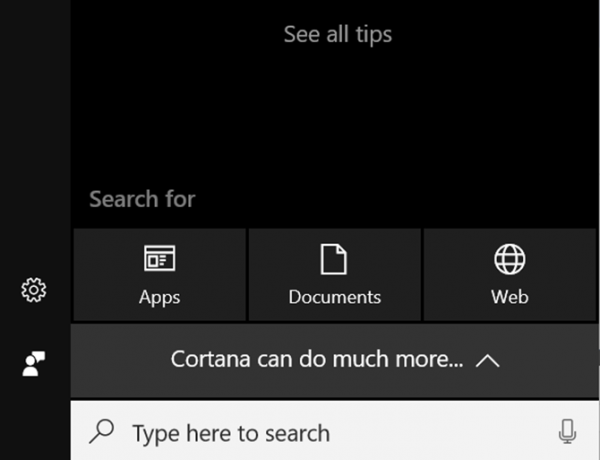 Cortana на главния екран на PC