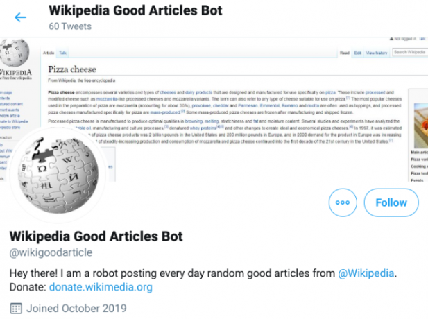 Wiki Good Article Bot туитира произволна връзка въз основа на шестте критерия на Wikipedia за добри статии