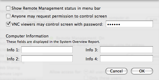 Как да настроите и използвате пиле на VNC за отдалечен достъп [Mac] парола за потребители на VNC Mac