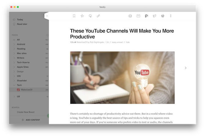 Mac RSS Readers Feedly за Mac 2