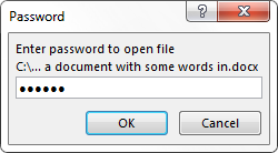 Word 2013 Въведете парола за файл