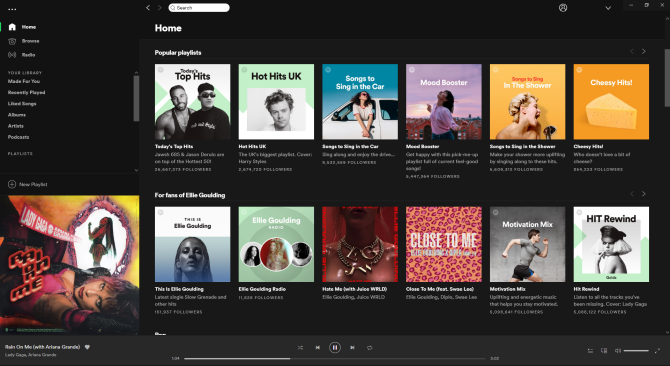 Spotify интерфейс