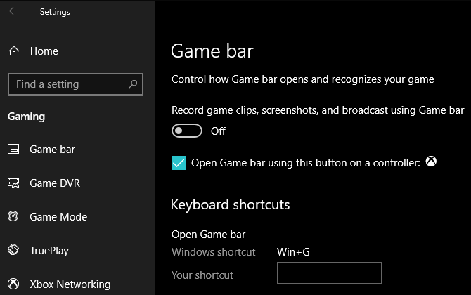 Лента за игри на Windows 10