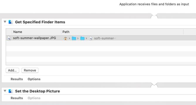 Приложението Автоматизатор за задаване на конкретна картина на работния плот на Mac