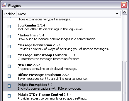 криптиране на pidgin
