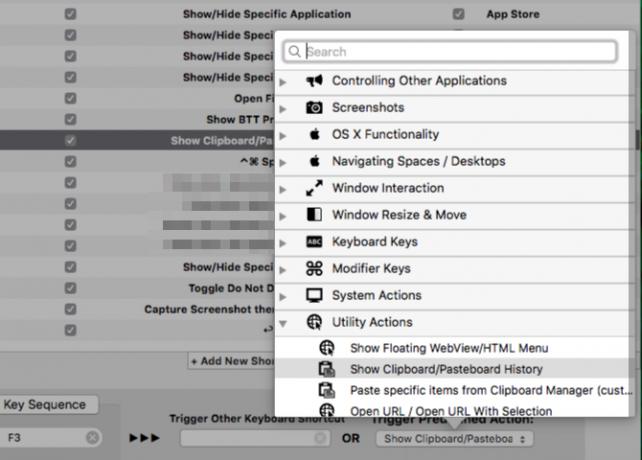 Списък на предварително зададени действия в BetterTouchTool на macOS