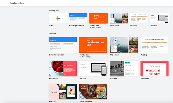 Как да създадете презентация Галерия с шаблони на Google Презентации