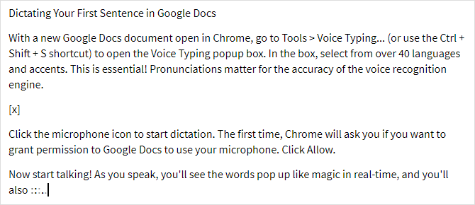 Гласовото въвеждане на Google Doc: Тайно оръжие за производителност пример за гласово писане на google docs