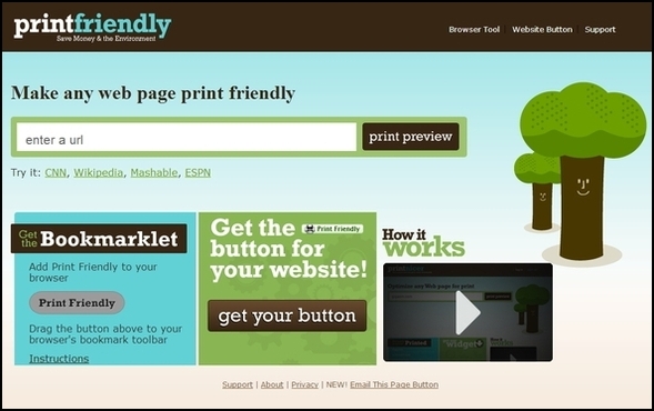 Най-важни съвети и инструменти за помощ при отпечатване на уеб страници PrintFriendly Homepage