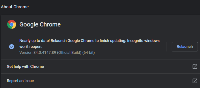 Chrome Проверете за актуализации
