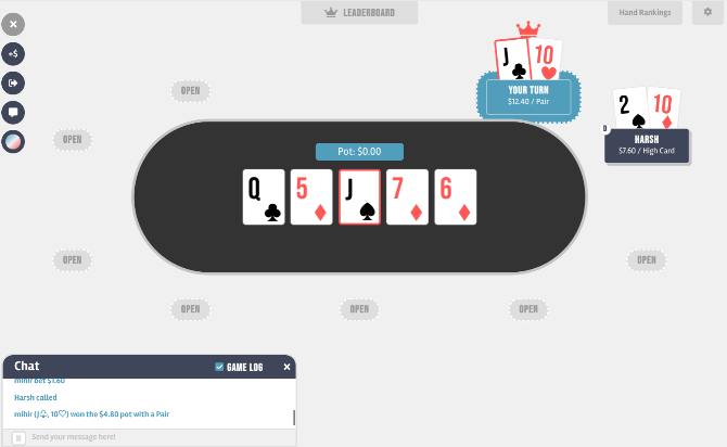 LiPoker е най-бързият начин да играете игра на покер с приятели, не е необходима регистрация или изтегляне