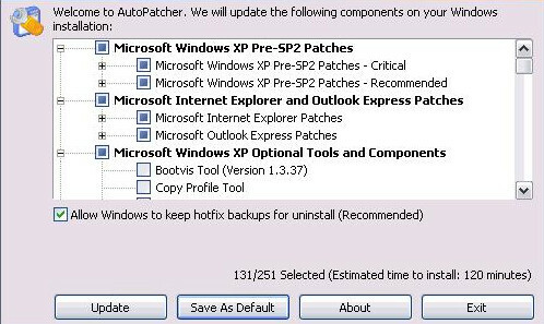 Снимка на Windows AutoPatcher