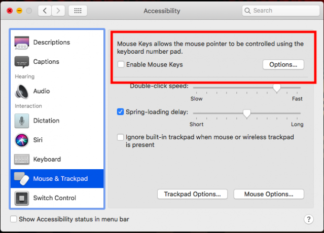 деактивирайте клавишите на мишката mac